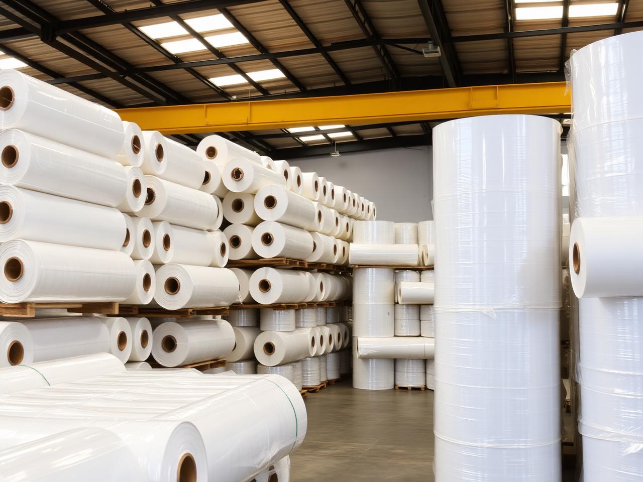 HDPE rolls in warehouse
